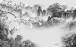 别墅 简约灰色山水 tiF分层