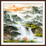 富水长流国画源远流长风水画