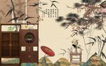 新中式背景墙 