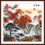 黄山迎客松国画山水画