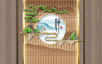 中式格栅禅意山水形象墙