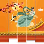 新中式垂帘门帘卷帘 