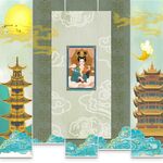 新中式垂帘门帘卷帘 