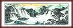 迎客松山水国画