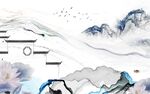 现代中式客厅墙画 Tif分层