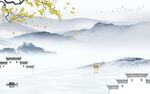 最新山水画背景墙 TIf分层