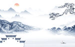 高清 意境山水墙画 Tif分层