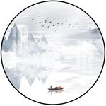 新中式圆形山水画