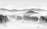 高清灰色大气山水 tif分层