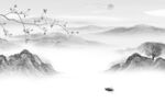 中国风灰色大气山水 tif分层