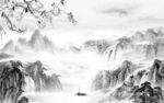 国画 灰色新款山水 tif分层