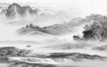 背景墙高雅灰山水画 Tif分层