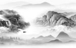 别墅高雅灰山水画 Tif分层