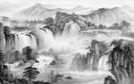 简约高雅灰山水画 Tif分层