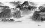 背景墙灰色风山水画 Tif分层