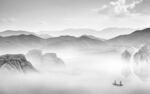 最新 灰色风山水画 Tif分层