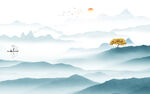 蓝色 意境中式山水 TIf分层