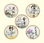 手绘墙壁茶道人挂饰画