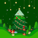 圣诞剪纸风插画