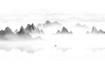 意境水墨山水画背景墙
