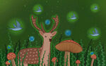 夏日森林麋鹿插画