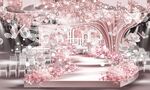 粉白色梦幻城堡婚礼效果图