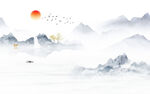 新中式石纹山水画