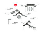 矢量手绘古风建筑