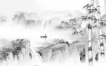 竹子 大气灰色山水 TIf分层