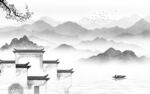 无框客厅爆款山水画tif分层
