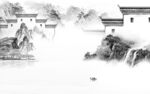 徽派 灰背景山水画 tiF分层