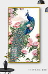 孔雀牡丹装饰画
