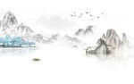 水墨山清水秀山水画