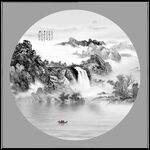 圆形山水画