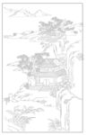 白描古建图 