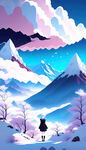 雪山插画