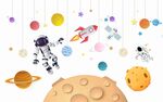 简约卡通太空宇宙飞船图片