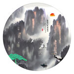 圆形山水画