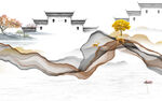 沙发 高端山水墙画 tif分层