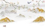 金色 客厅爆款山水 tIf分层