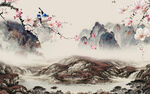 高清 山水画背景墙 TIf分层