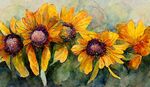 北欧风向日葵花卉装饰画