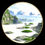 圆形山水画