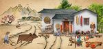 复古农家乐乡村场景背景墙壁画