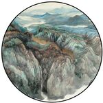 新中式水墨山水圆形装饰画