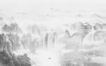 禅意水墨山水画