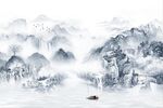 高山流水新中式背景墙