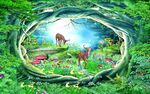 唯美梦幻童话森林月光背景墙