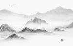 高清 简意灰色山水 tif分层