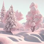 唯美的粉红色雪景